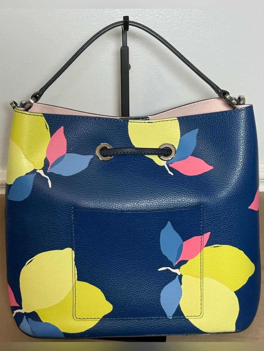 🍋Kate Spade Eva Lemon Zest Large Bucket Bag - Navy Blue Multi-Color